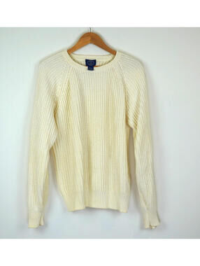 Vintage 90s GAP Chunky Knit Sweater Cream White Unisex‎ Large Mens Medium Cable